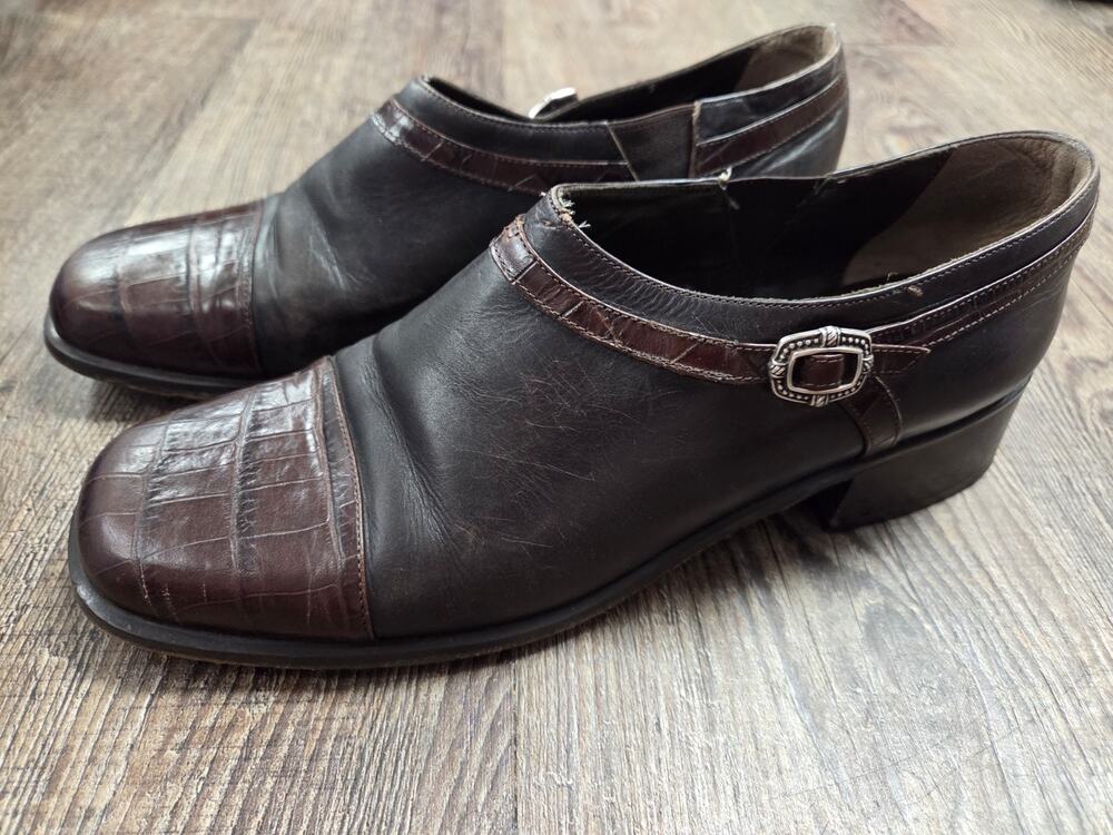 Brighton Jynx vintage made-in-Italy shoetie/slip-on loafer Brown Black Shoes 7.5